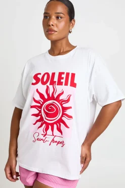 boohoo T-shirt Imprimé Plus Soleil<Femme Tops