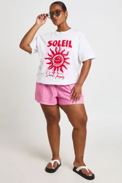boohoo T-shirt Imprimé Plus Soleil<Femme Tops