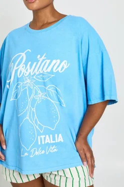 boohoo T-shirt Imprimé Positano Italia Grande Taille<Femme Tops
