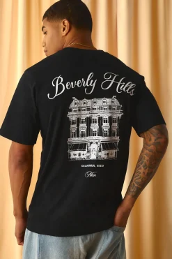 boohooMAN T-shirt imprimé Regular Beverly Hills<Homme T-Shirts Impriméstendances|T-Shirts