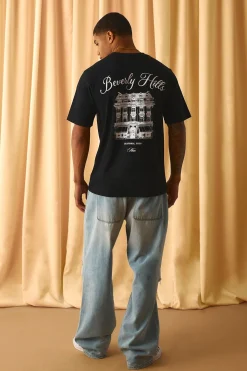 boohooMAN T-shirt imprimé Regular Beverly Hills<Homme T-Shirts Impriméstendances|T-Shirts
