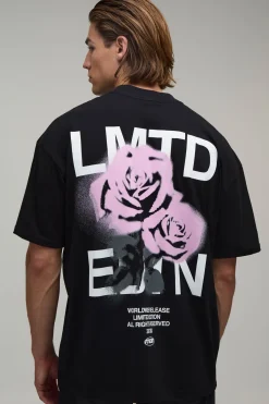 boohooMAN T-shirt Imprimé Rose Édition Limitée Coupe Oversize<Homme T-Shirts Impriméstendances|T-Shirts