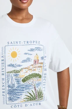 boohoo T-shirt Imprimé Saint-tropez Grande Taille<Femme Tops