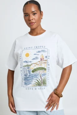 boohoo T-shirt Imprimé Saint-tropez Grande Taille<Femme Tops