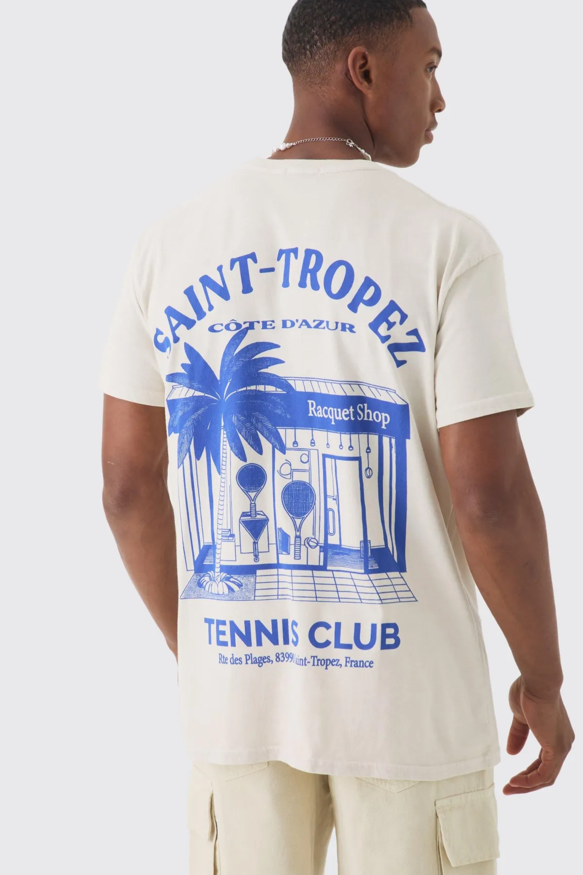 boohooMAN T-shirt imprimé Saint Tropez surdimensionné<Homme T-Shirts Impriméstendances|T-Shirts