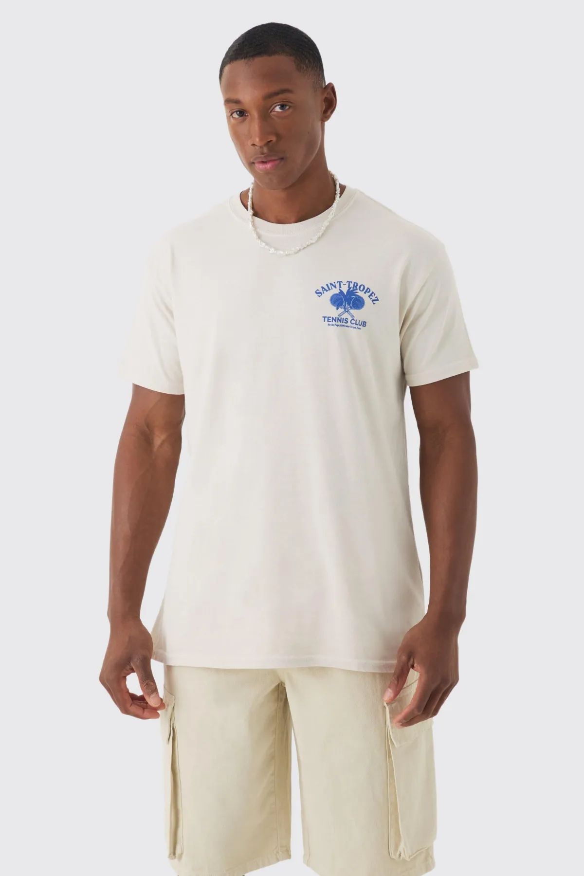 boohooMAN T-shirt imprimé Saint Tropez surdimensionné<Homme T-Shirts Impriméstendances|T-Shirts
