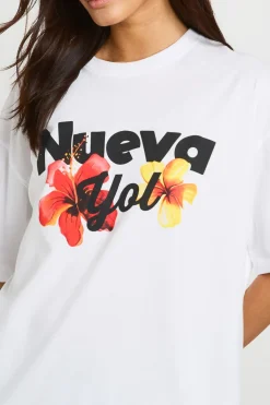 boohoo T-shirt Imprimé À Slogan Nueva Yol<Femme Tops