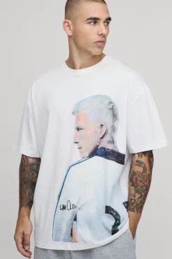 boohooMAN T-shirt Imprimé Sous Licence Beckham Coupe Oversize<Homme T-Shirts Impriméstendances|T-Shirts