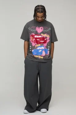 boohooMAN T-Shirt Imprimé sous Licence Disney Cars Flash McQueen Coupe Oversize<Homme T-Shirts Impriméstendances|T-Shirts