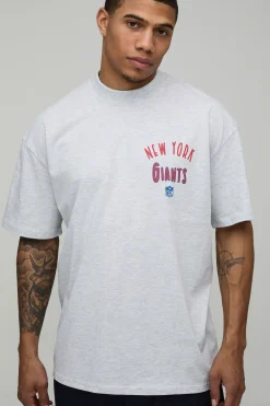 T-shirt Imprimé Sous Licence Nfl New York Giants Col Étendu Coupe Oversize