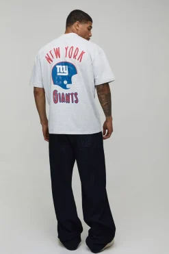T-shirt Imprimé Sous Licence Nfl New York Giants Col Étendu Coupe Oversize