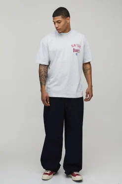 T-shirt Imprimé Sous Licence Nfl New York Giants Col Étendu Coupe Oversize