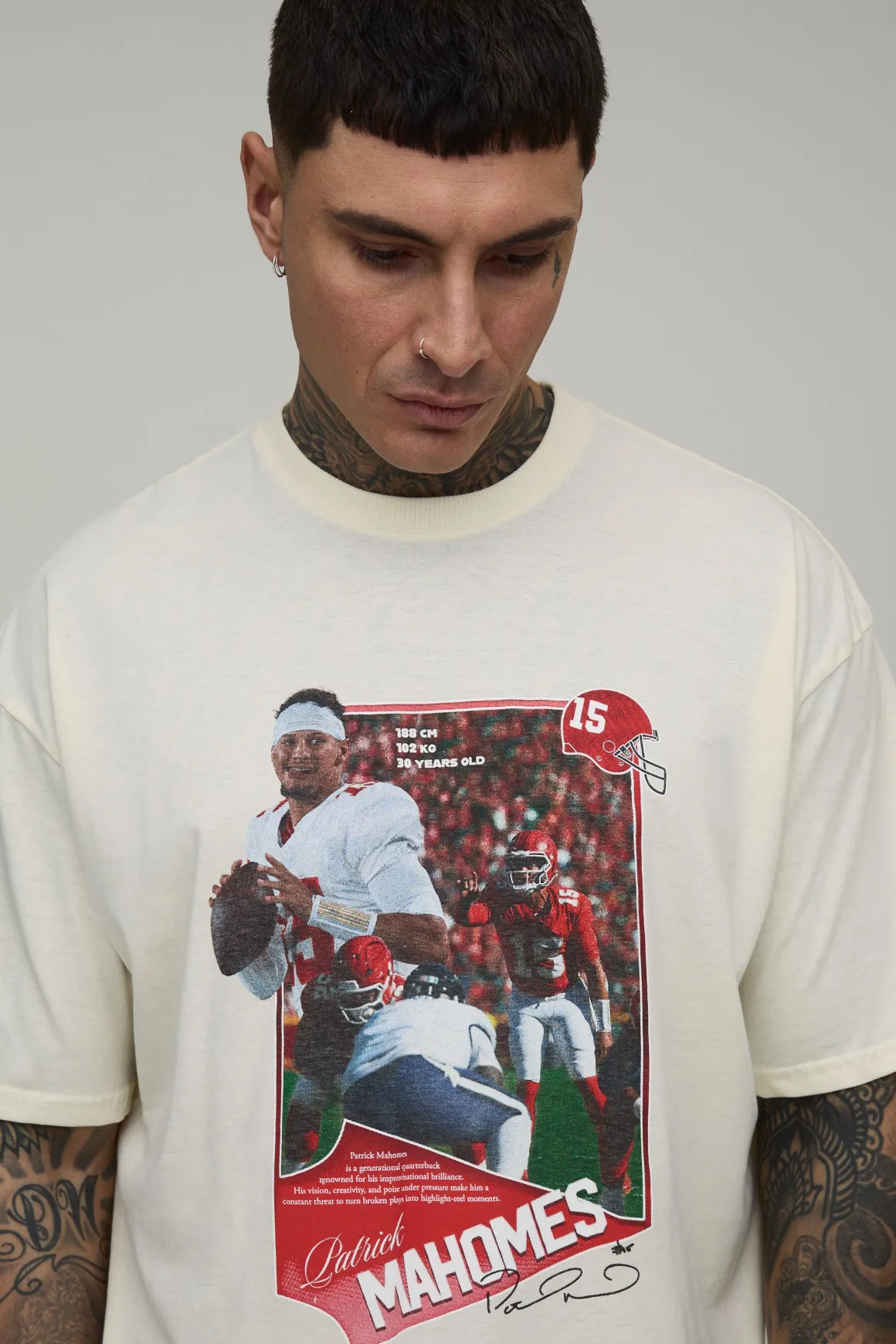 T-Shirt Imprimé Sous Licence NFLPA Patrick Mahomes Coupe Oversize Grande Taille