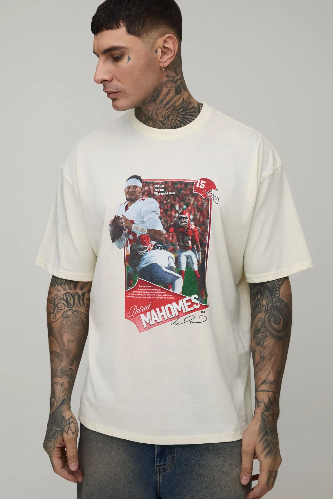 T-Shirt Imprimé Sous Licence NFLPA Patrick Mahomes Coupe Oversize Grande Taille