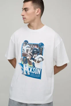 T-shirt Imprimé Sous Licence Nflpa Lamar Jackson Coupe Oversize