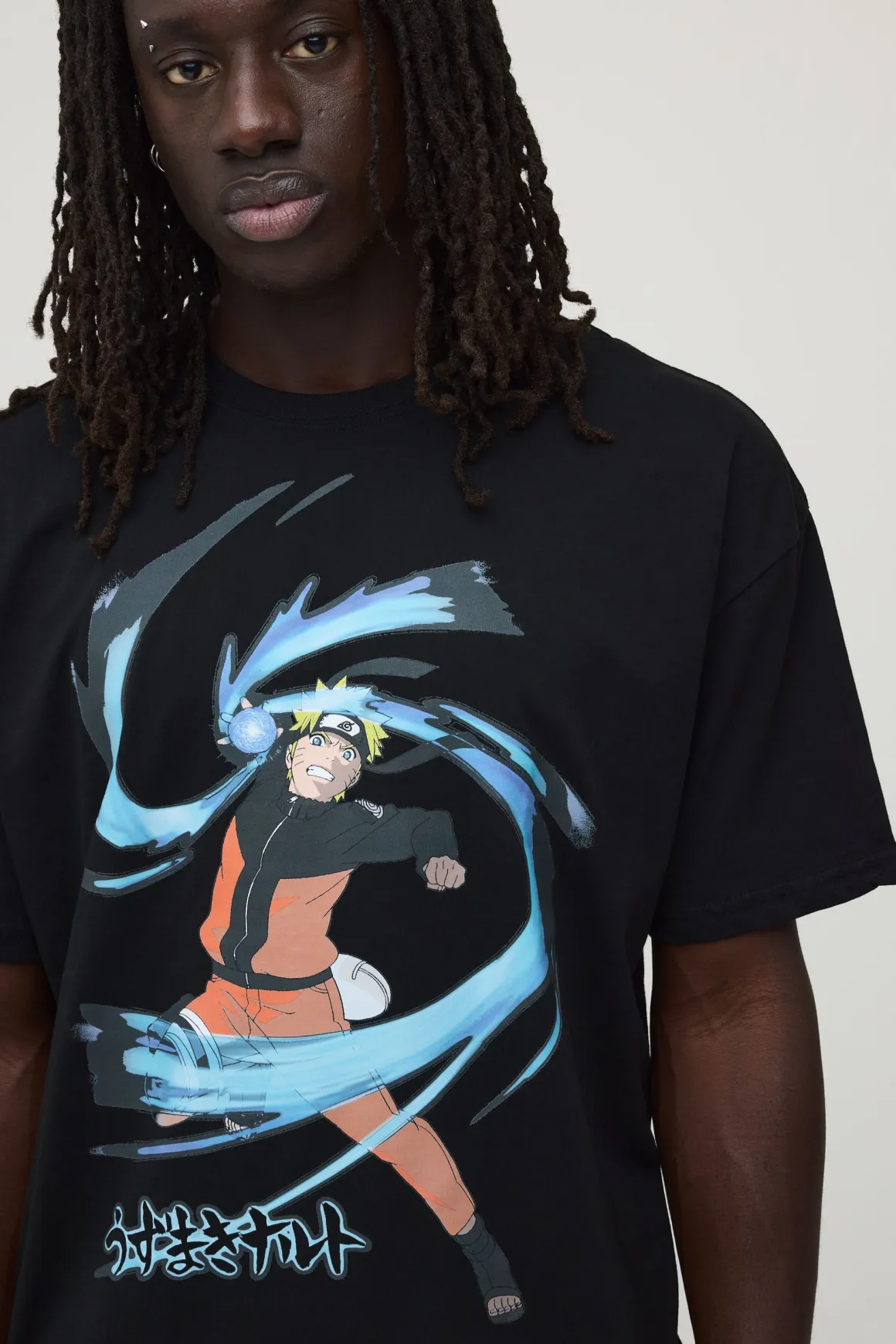 T-shirt Imprimé Sous Licence Officielle Naruto Uzumaki Synthétiquench Coupe Oversize