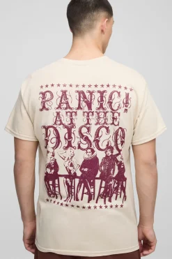 boohooMAN T-shirt imprimé sous licence Panic! At The Disco, coupe régulière<Homme T-Shirts Impriméstendances|T-Shirts