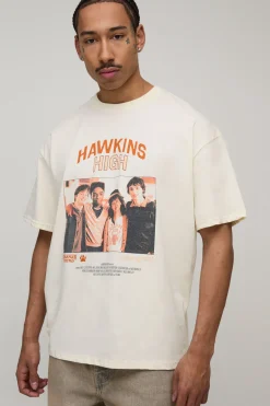 boohooMAN T-Shirt Imprimé Sous Licence Stranger Things Coupe Oversize<Homme T-Shirts Impriméstendances|T-Shirts