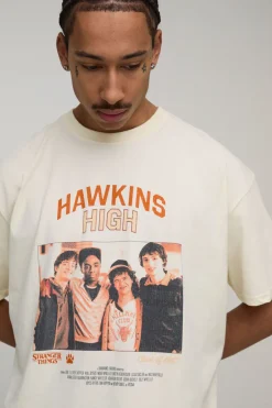 boohooMAN T-Shirt Imprimé Sous Licence Stranger Things Coupe Oversize<Homme T-Shirts Impriméstendances|T-Shirts