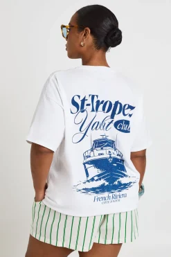 boohoo T-shirt Imprimé St-Tropez Grande Taille<Femme Tops