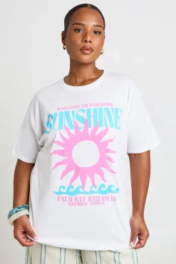 boohoo T-shirt Imprimé Sunshine Grande Taille<Femme Tops