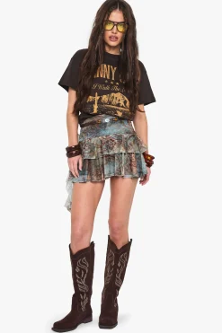 boohoo T-shirt imprimé surdimensionné sous licence Johnny Cash<Femme Looks Chocolat|Tops