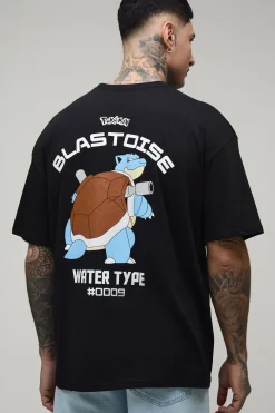 T-shirt Imprimé Tortank Pokemon Sous Licence Officielle Coupe Oversize Tall