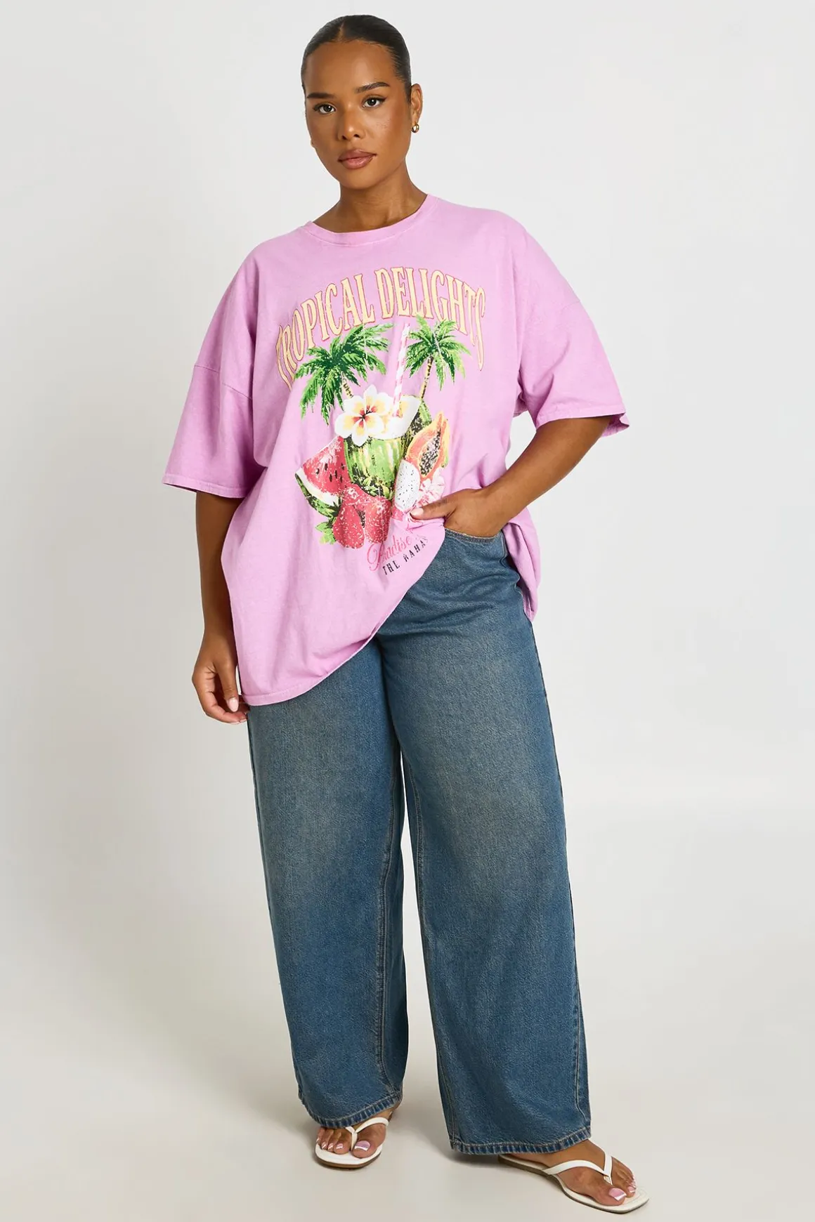 T-shirt Imprimé Tropical Delights Grande Taille
