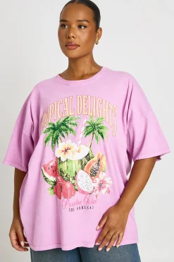 T-shirt Imprimé Tropical Delights Grande Taille