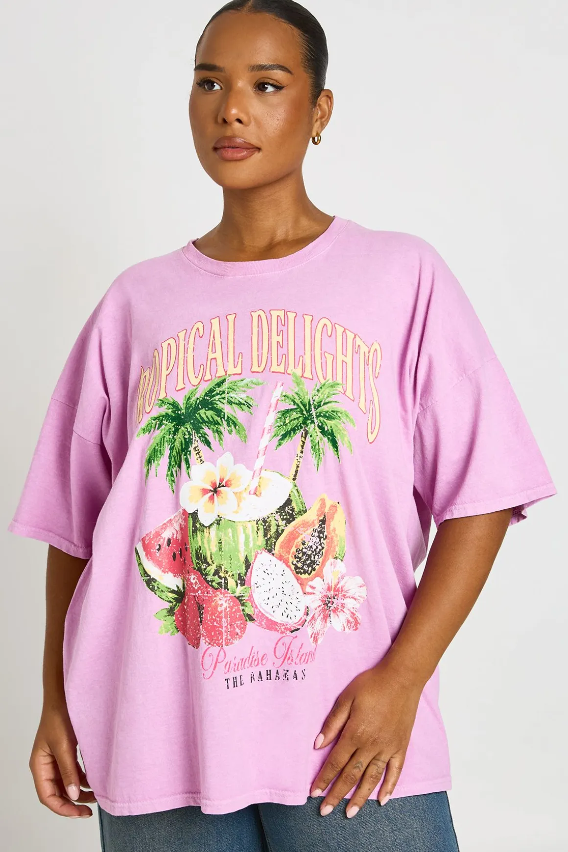 T-shirt Imprimé Tropical Delights Grande Taille