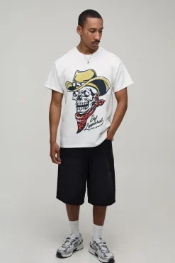 boohooMAN T-shirt Imprimé Tête De Mort Def Leppard Sous Licence Coupe Oversize<Homme T-Shirts Impriméstendances|T-Shirts