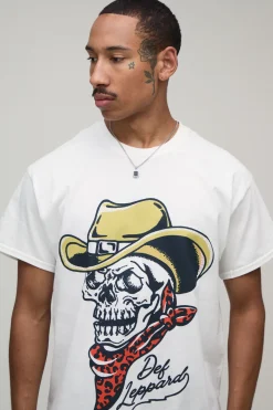 boohooMAN T-shirt Imprimé Tête De Mort Def Leppard Sous Licence Coupe Oversize<Homme T-Shirts Impriméstendances|T-Shirts