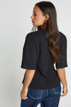 boohoo T-shirt Interlock Coupe Boxy Avec Détail Taille Froncée<Femme Tops