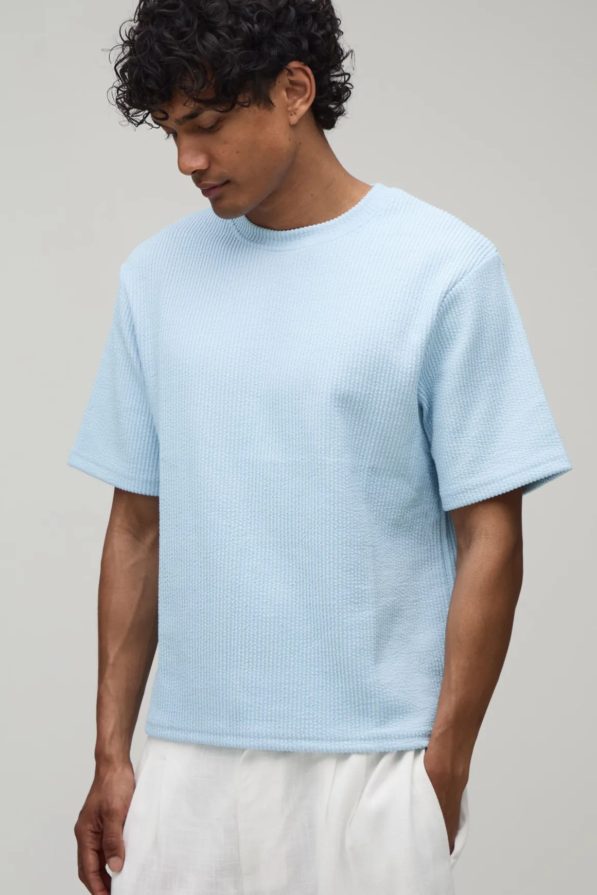 T-shirt Interlock Plissé Coupe Ample Regular