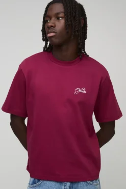 T-shirt interlock régulier en tissu lourd orné de fausses perles