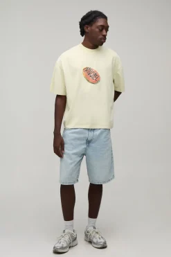 T-shirt Jaune Oversize Ample À Motif Papaye