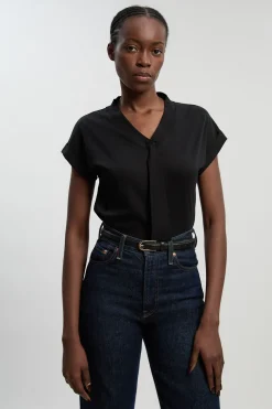 T-shirt Jersey Col V Avec Détail Nœud