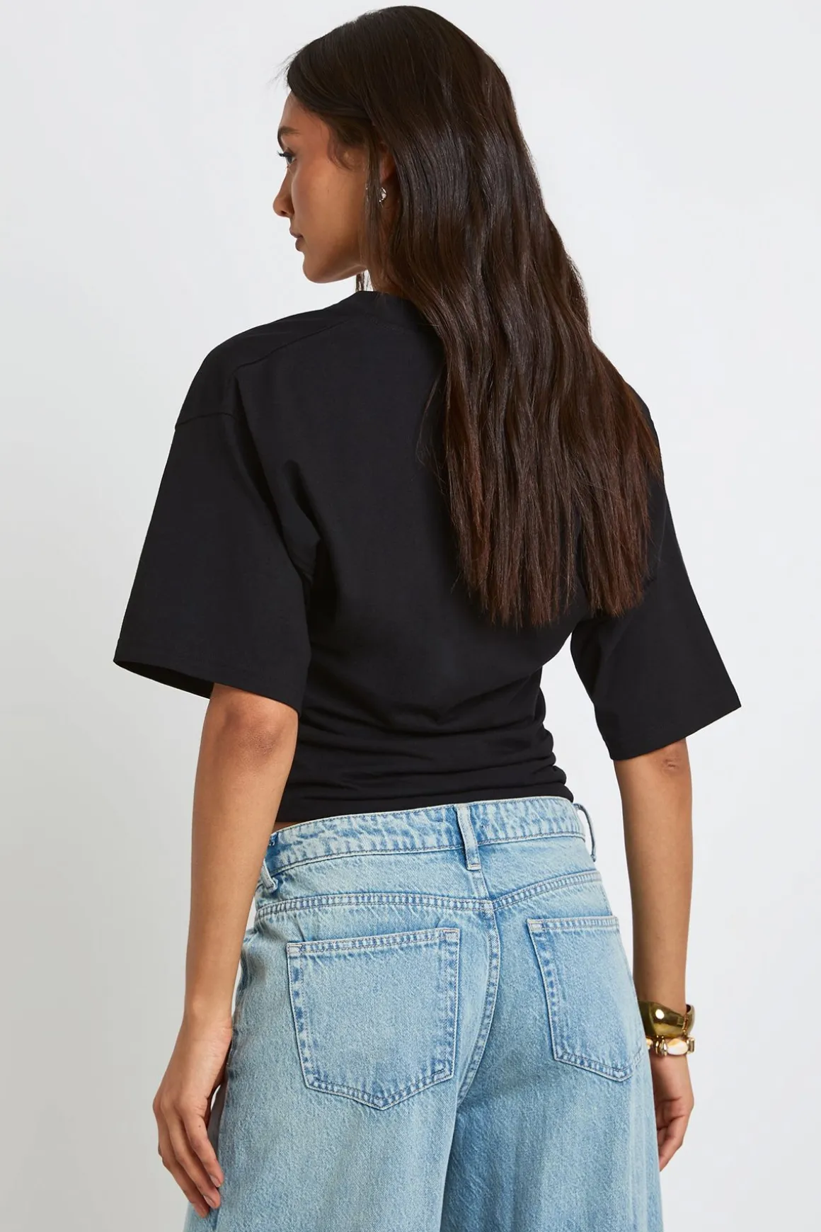 T-shirt Long Col V Taille Cintrée