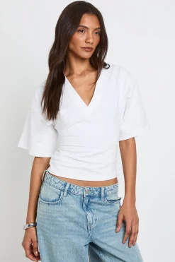 boohoo T-shirt Long Col V Taille Froncée<Femme Tops