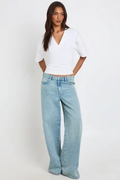 boohoo T-shirt Long Col V Taille Froncée<Femme Tops