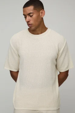 T-shirt À Maille Gaufrée Coupe Regular
