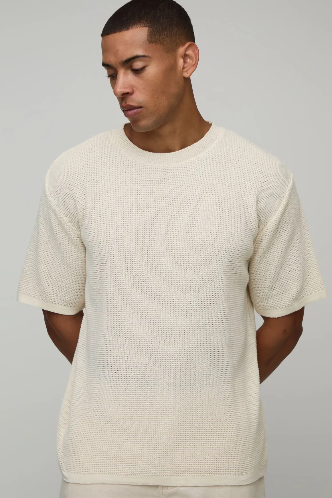 T-shirt À Maille Gaufrée Coupe Regular