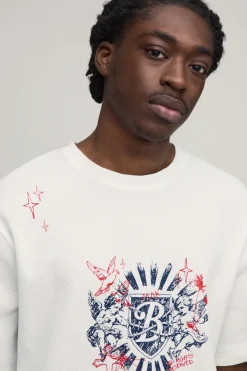 T-shirt À Manches Courtes Coupe Décontractée Imprimé Gaufré Doodle
