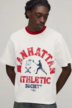 T-shirt À Manches Courtes Coupe Regular Imprimé Athletic Society En Tissu Gaufré