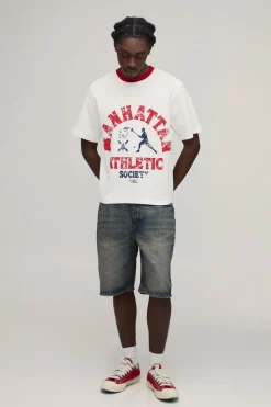 T-shirt À Manches Courtes Coupe Regular Imprimé Athletic Society En Tissu Gaufré
