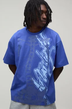 boohooMAN T-shirt À Manches Courtes Imprimé Phosphorescent Afterlight Tonal<Homme T-Shirts Impriméstendances|T-Shirts