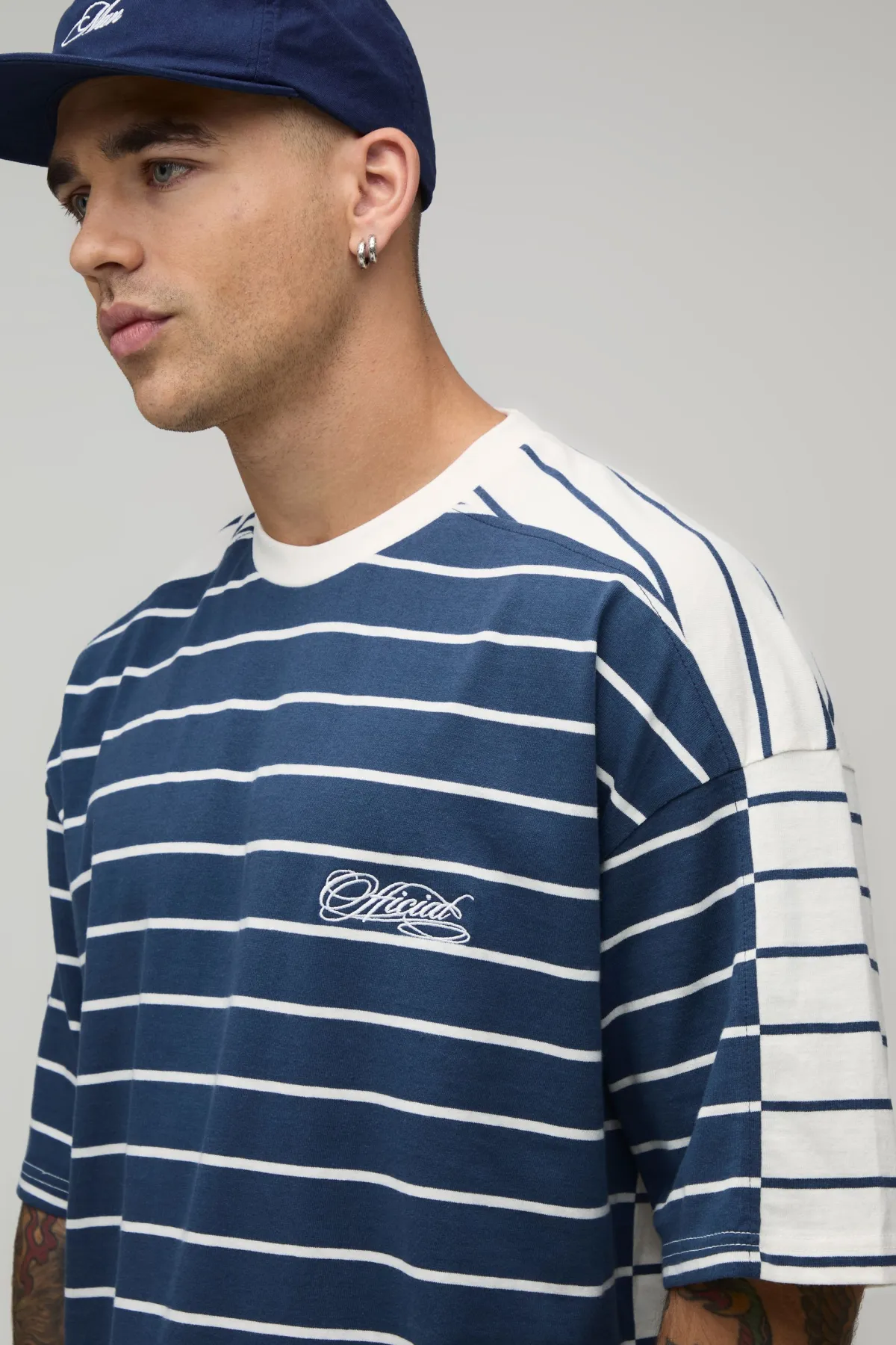 boohooMAN T-shirt À Manches Courtes À Rayures Contrastées<Homme T-Shirts
