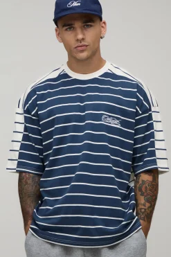 boohooMAN T-shirt À Manches Courtes À Rayures Contrastées<Homme T-Shirts