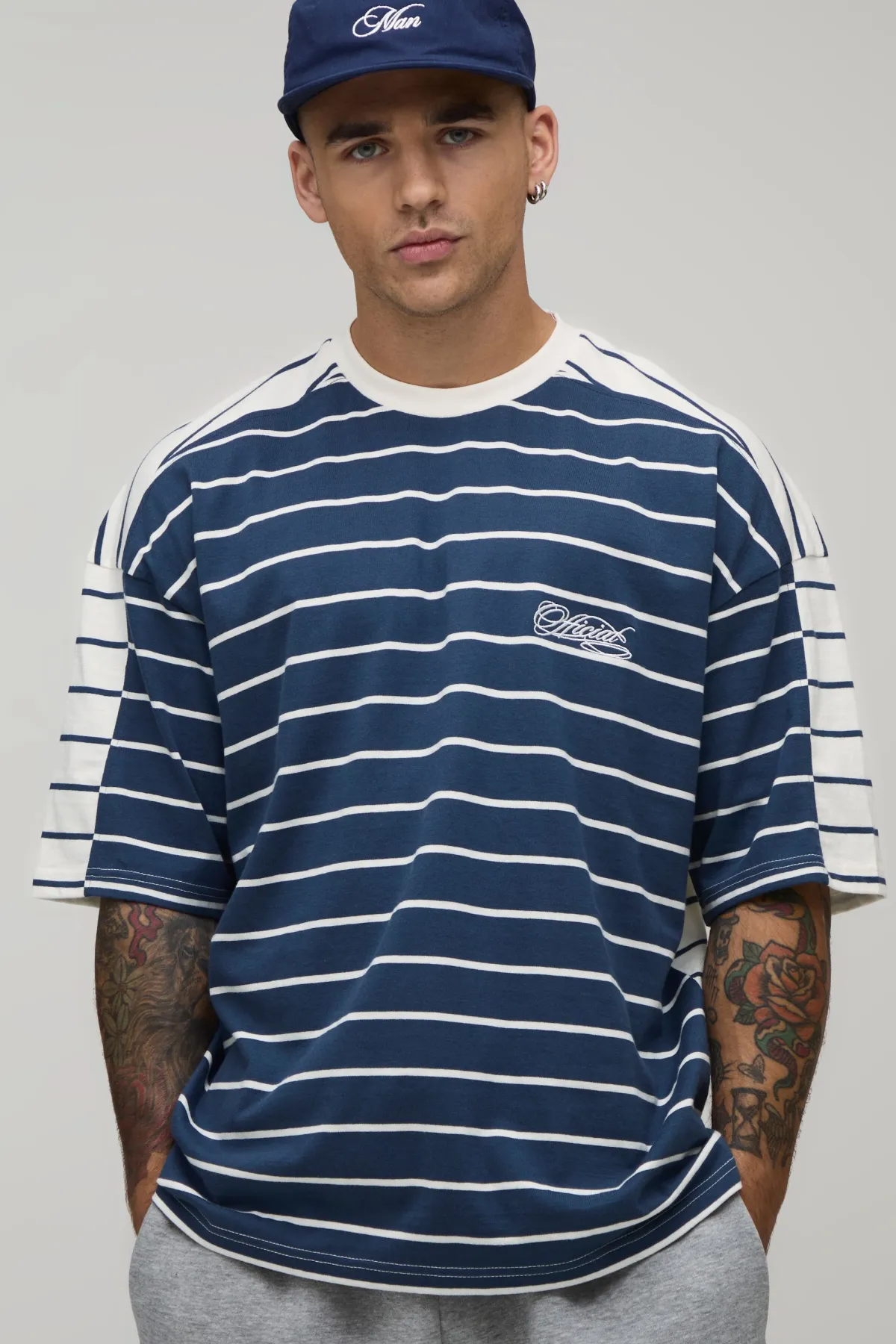 boohooMAN T-shirt À Manches Courtes À Rayures Contrastées<Homme T-Shirts