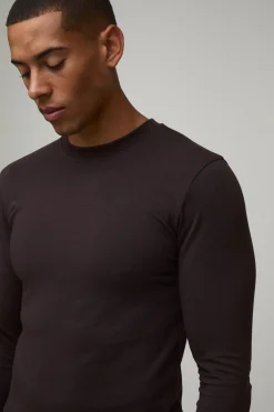 boohooMAN T-shirt À Manches Longues Ajusté Essentiel<Homme T-Shirts|Essentiels